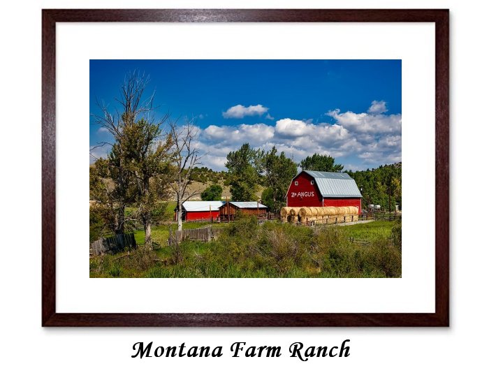 Montana Farm Ranch Landscape Mountains Agriculture 
